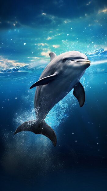 Красивое плавание дельфинов