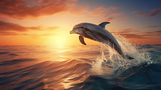 Free photo beautiful dolphin  swimming