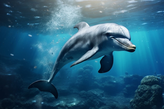 Beautiful dolphin  swimming