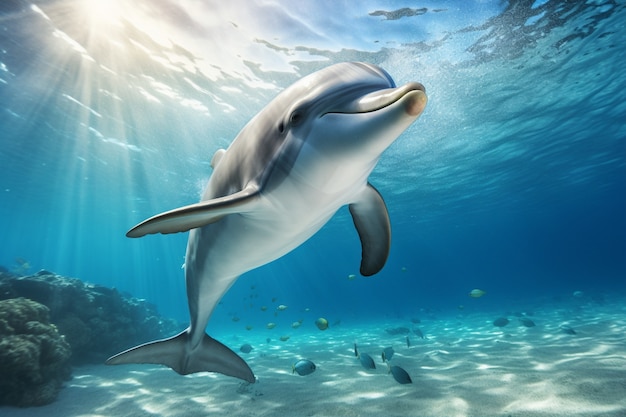 Free photo beautiful dolphin  swimming