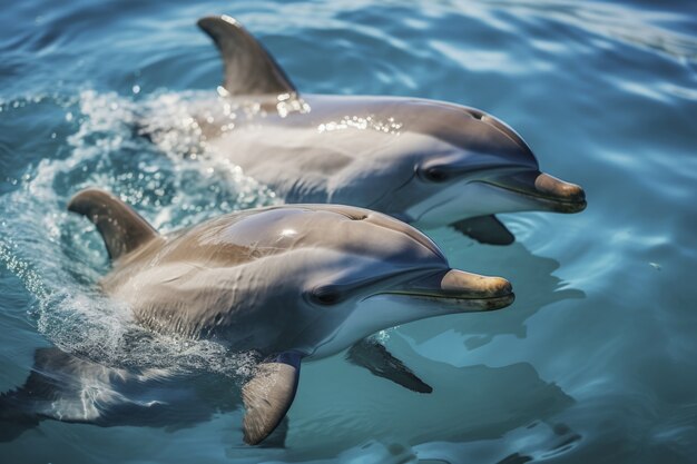 Beautiful dolphins swimming together