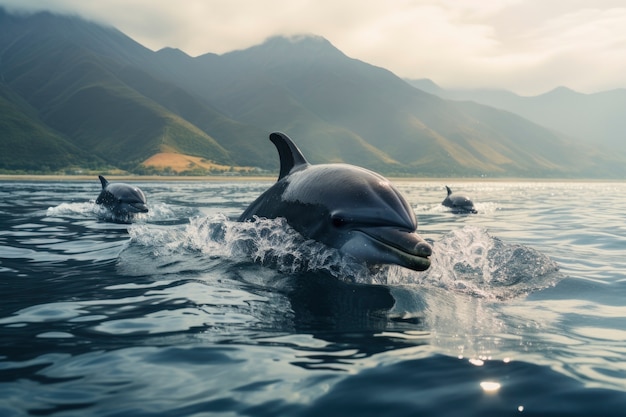 Free photo beautiful dolphins swimming