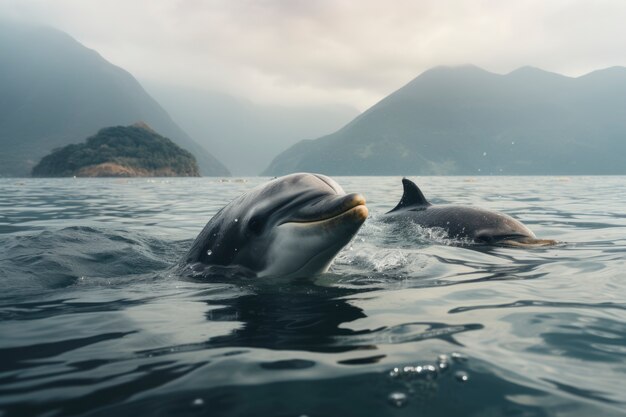 Free photo beautiful dolphins swimming