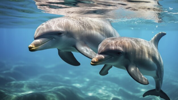 Beautiful dolphins swimming