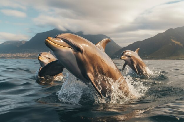 Beautiful dolphins swimming