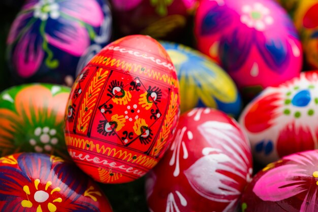 Beautiful easter egg with unfocused background