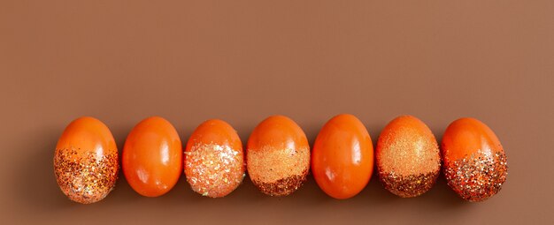 Beautiful Easter  orange decorative eggs.
