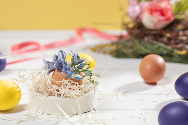 Beautiful easter table setting composition.