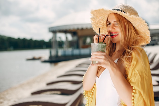 Beautiful and elegant girl on a resort