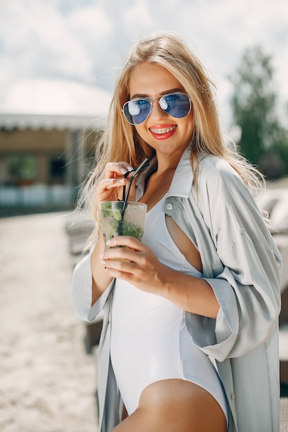 Beautiful and elegant girl on a resort