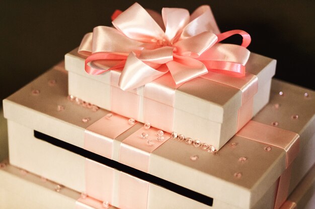 Beautiful and elegant wedding gifts in white boxes