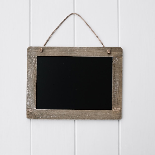 beautiful empty blackboard on white wood board for mockup