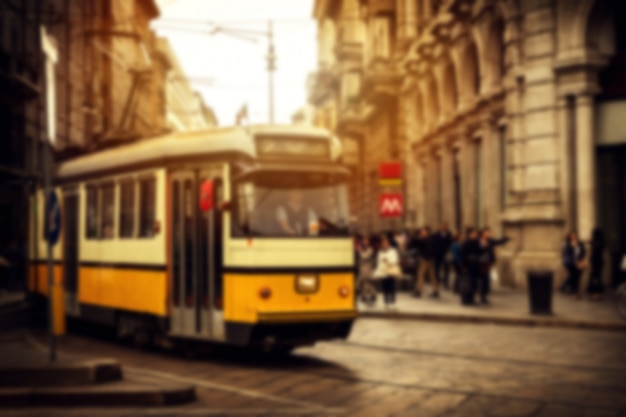 Beautiful European Italian Street Defocused Sunset. Horitzontal. Italy, Milan.