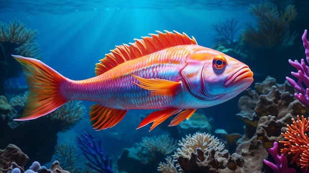 Beautiful exotic colorful fish