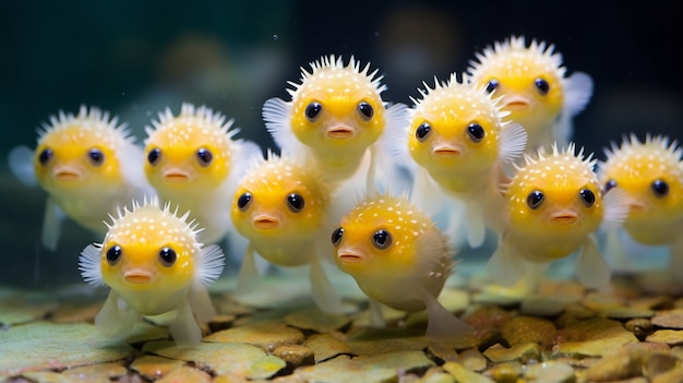 Beautiful exotic group of fish