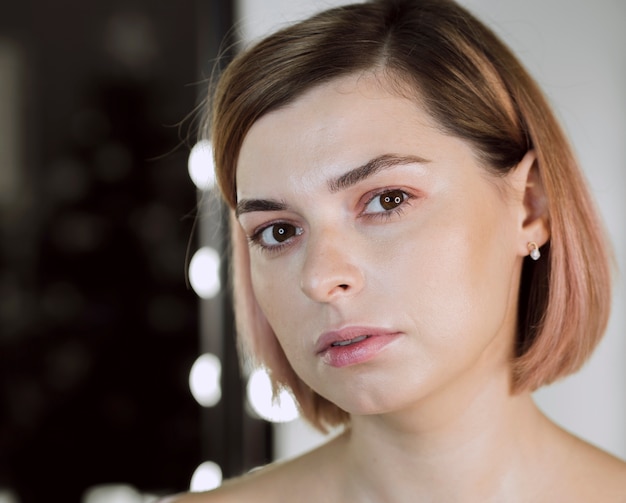 Beautiful expressive woman close up