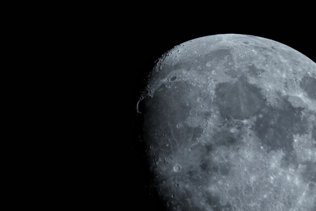 Beautiful extreme closeup shot of the half-moon