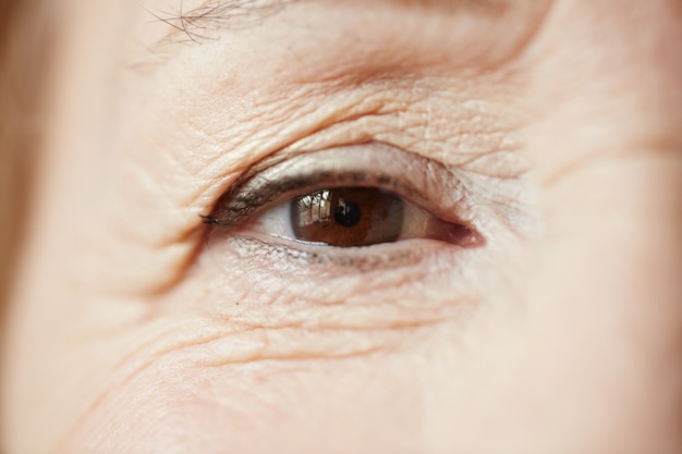 Free photo beautiful eye of senior woman