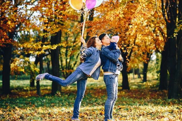 Beautiful family in a park