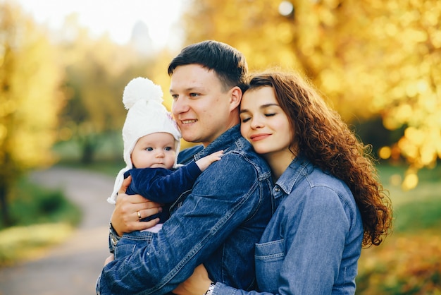 Beautiful family in a park