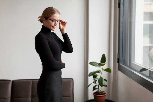 Beautiful female posing with glasses