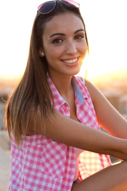 Beautiful female in sunset