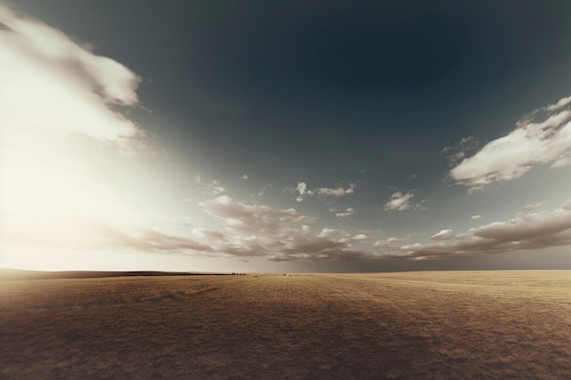 Foto gratuita bellissimo campo cielo primaverile con nuvole all'orizzonte paesaggio