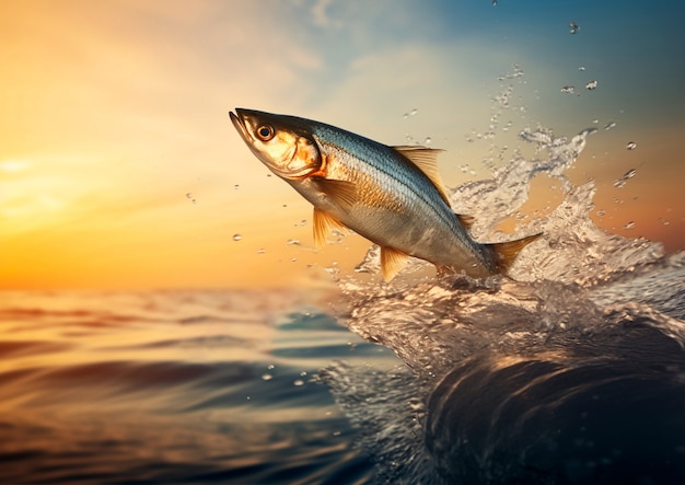Foto gratuita bellissimo pesce al tramonto