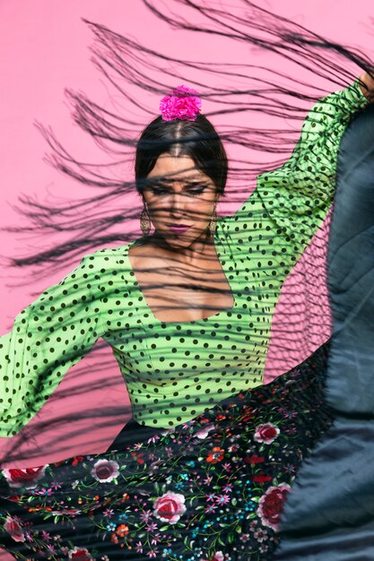 Beautiful flamenca dancing with manila shawl
