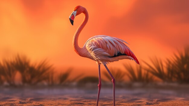 Beautiful flamingo in lake