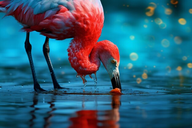 Красивый фламинго в озере