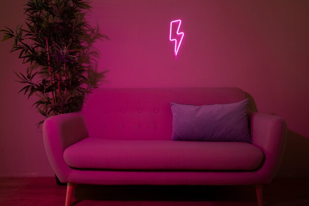 Beautiful flash neon sign in bedroom