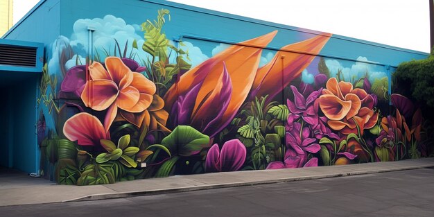 Красивое цветочное граффити