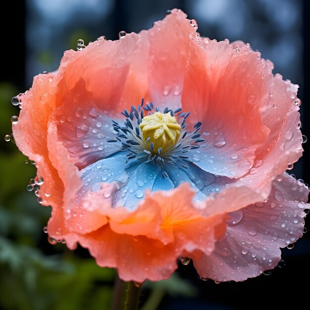 Beautiful flower with water drops