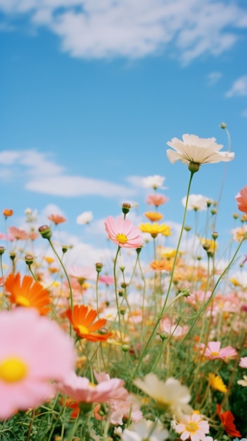 Free photo beautiful flowers field