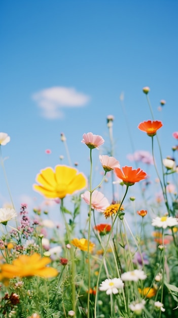 Free photo beautiful flowers field