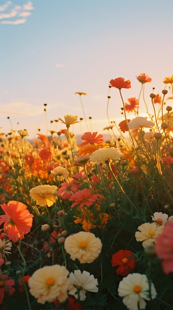 Free photo beautiful flowers field