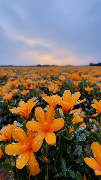 Beautiful flowers field