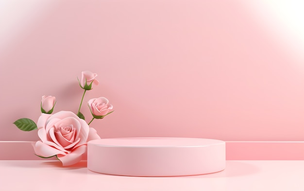 Beautiful flowers and stage in studio