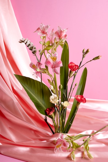Beautiful flowers with pink background