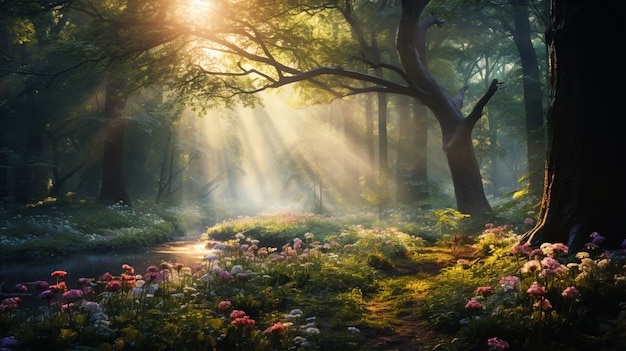 Бесплатное фото Прекрасный лес весенний сезон