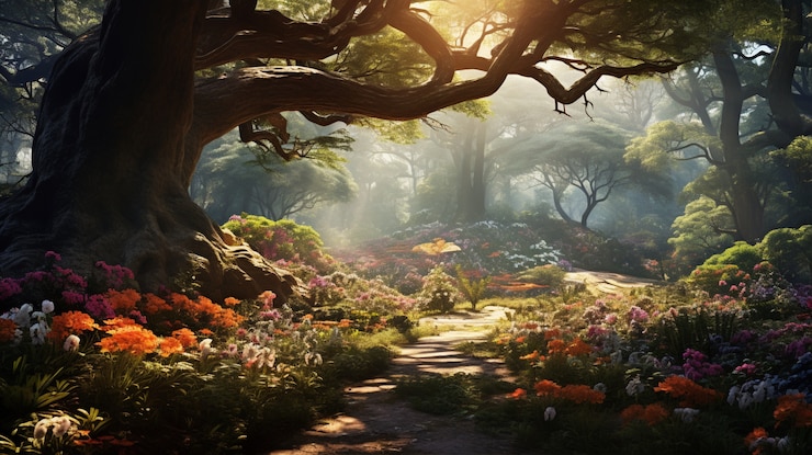 Free Photo beautiful forest spring season