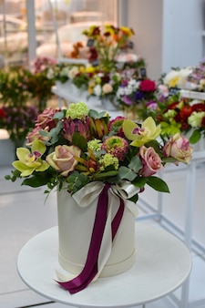 Beautiful fresh flowers bouquet of flowers in the store gift for a woman on march 8