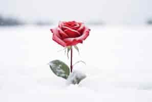 Foto gratuita bella rosa congelata all'aperto