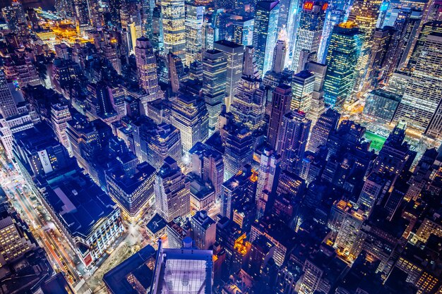 Beautiful futuristic aerial shot of New York City