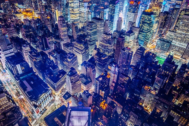 Beautiful futuristic aerial shot of New York City