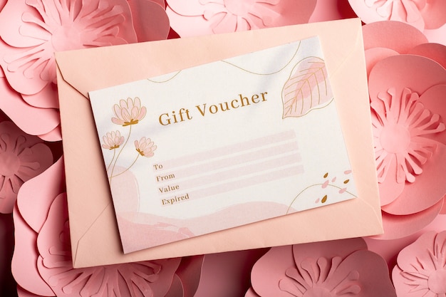 Free photo beautiful gift voucher with decoration