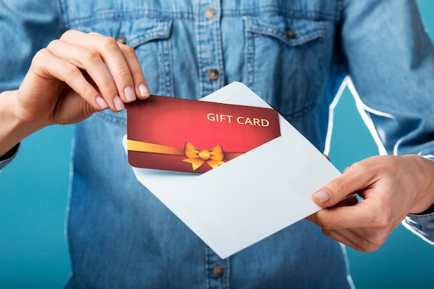 Beautiful gift voucher with hand