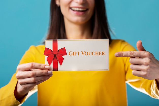 Beautiful gift voucher with hand