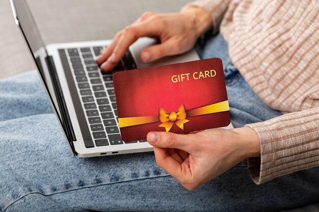 Beautiful gift voucher with hand